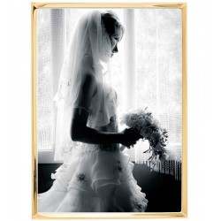 Porta Retrato 10cm X 15cm De Aço Inox Classic Dourado